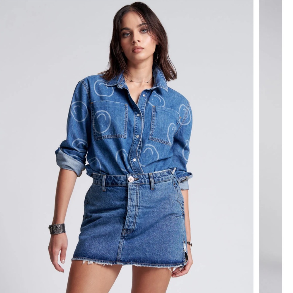 ONE TEASPOON VANGUARD DENIM SKIRT COLOUR ROSEWOOD